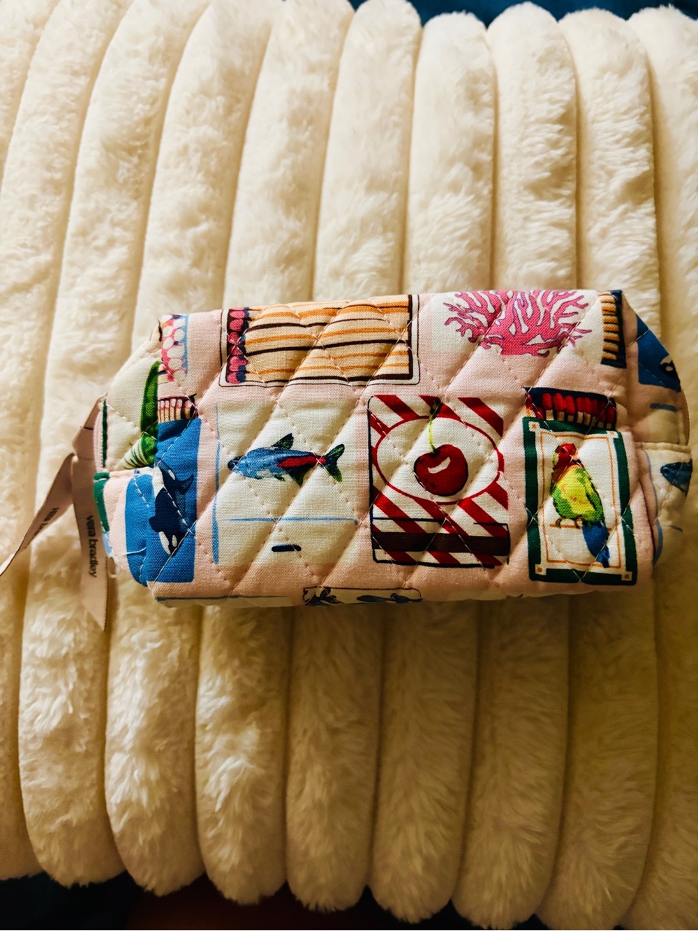 Vera Bradley Pink Tropical Print Quilted Cosmetic Case